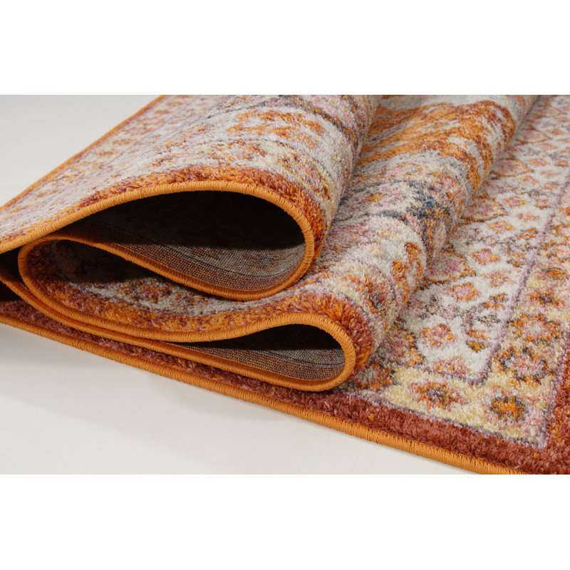 Tapis oriental orange Haven, Rectangle 6 pi 7 po x 9 pi 2 po