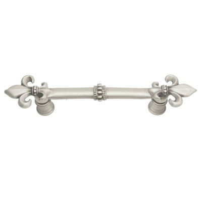 Charlemagne 4 inches c.c. pull with large Fleur De Lysin Satin