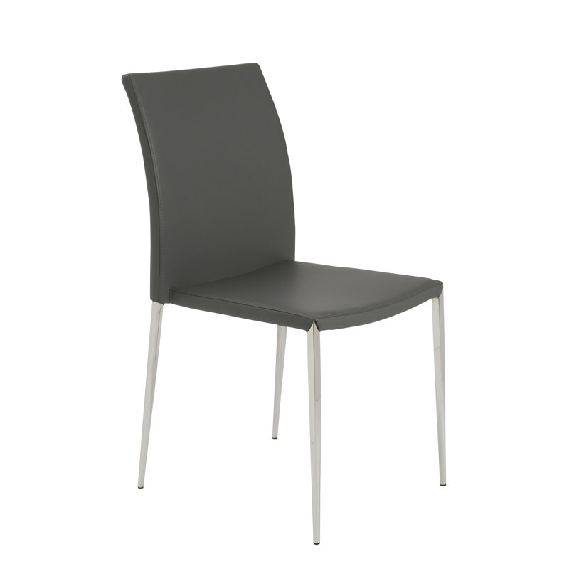 Parlex Faux Leather Upholstered Side Chair, Gray Faux Leather