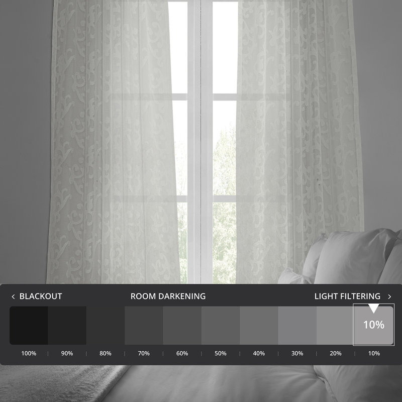 Jaydin Faux Linen Sheer Curtain, 50"W x 108"L