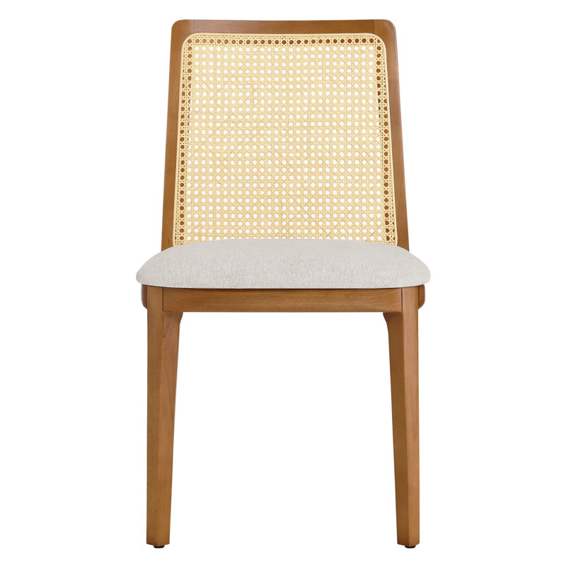 Monarch Wood And Rattan Dining Side Chair, White/Brown