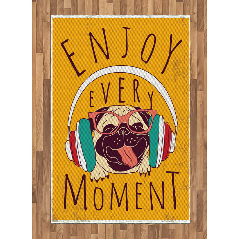 Pug High Density Long Fiber Poly Threads Decorative Area Rug Carpet, Rectangle 4' x 5'8"