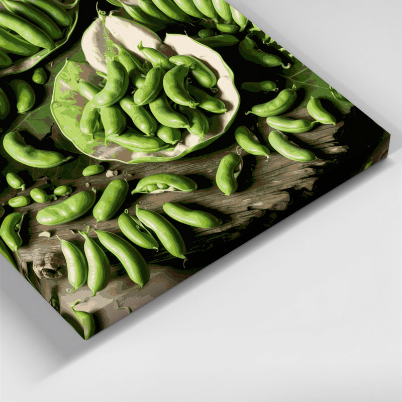 Légumes, fava, haricots, art mural sur toile verte, H 11 po x l 14 po