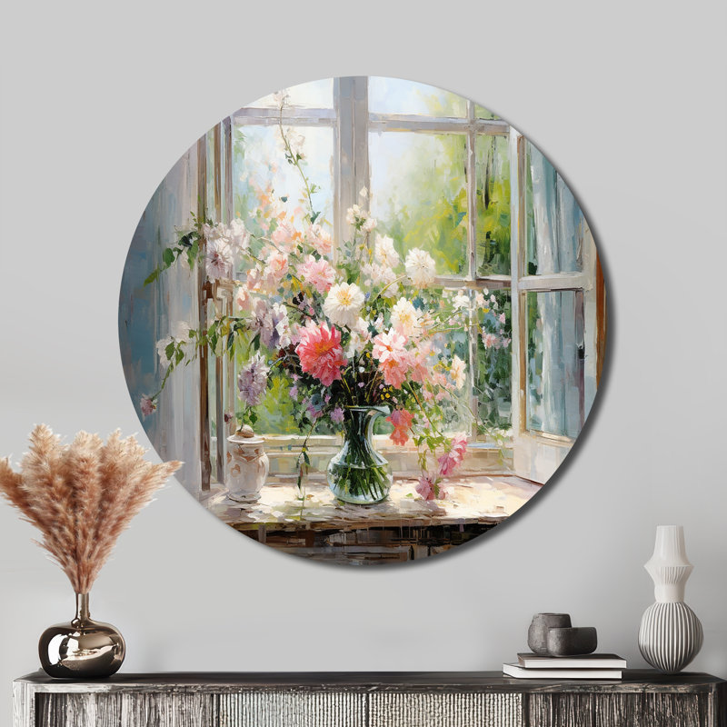 Arencibia - art floral rond en métal, H 29 po x l 29 po