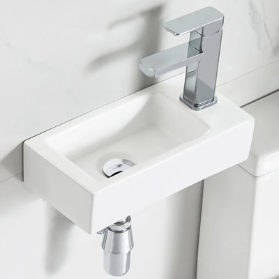 MOHOME 10'' Ceramic Rectangular Bathroom Sink