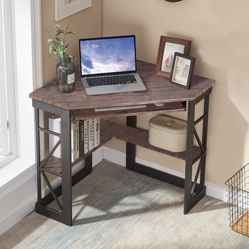 Lambrecht Corner Computer Desk, Dark Brown