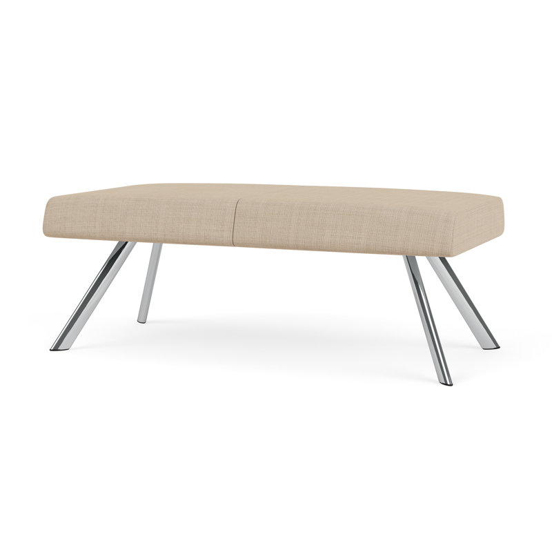 Banc de réception Willow, Chrome, Chambray calcaire - vinyle facile à nettoyer