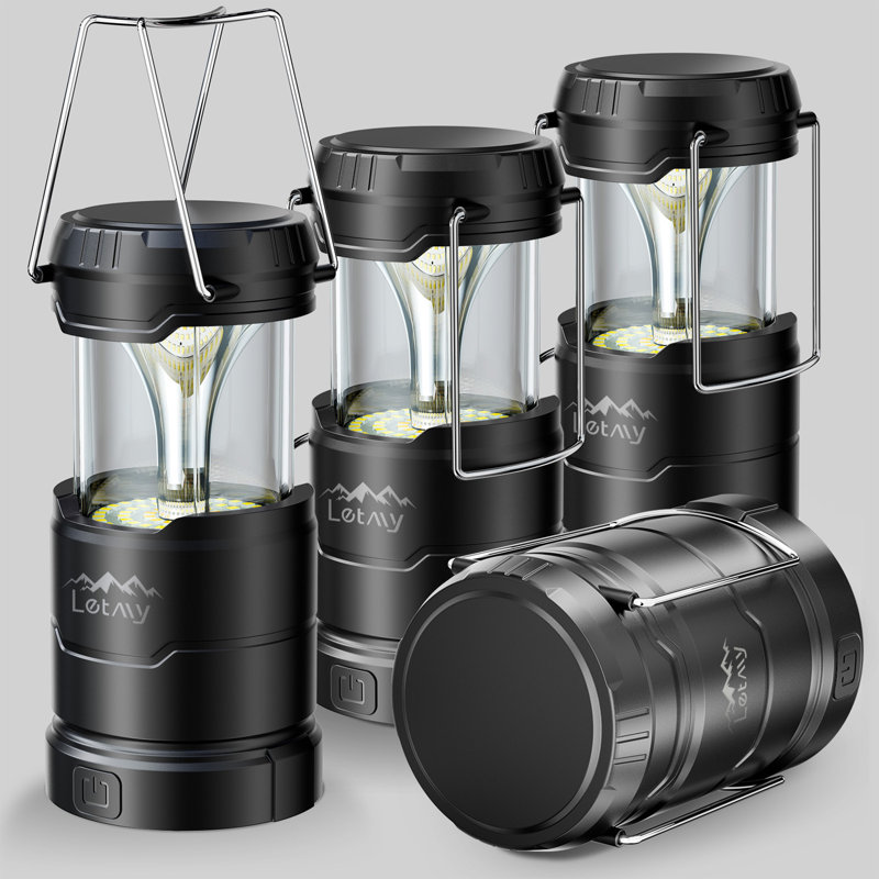 Lanternes de camping à DEL à piles, 3 modes d'éclairage, lanternes à intensité variable pour les coupures de courant, lampe de poche d'extérieur portative pliable résistante à l'eau