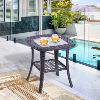 Danvers Square Glass Outdoor Side Table , 18.11 " W 18.11 " D