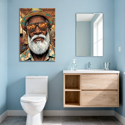 Motif de lunettes de soleil mode chapeau coloré avec barbe blanche