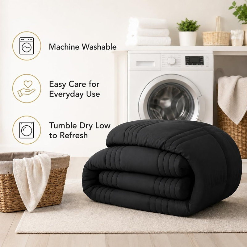 Ensemble d'édredon grand noir - lit dans un sac 7 pièces, literie en microfibre légère et douce, ensemble de draps toutes saisons