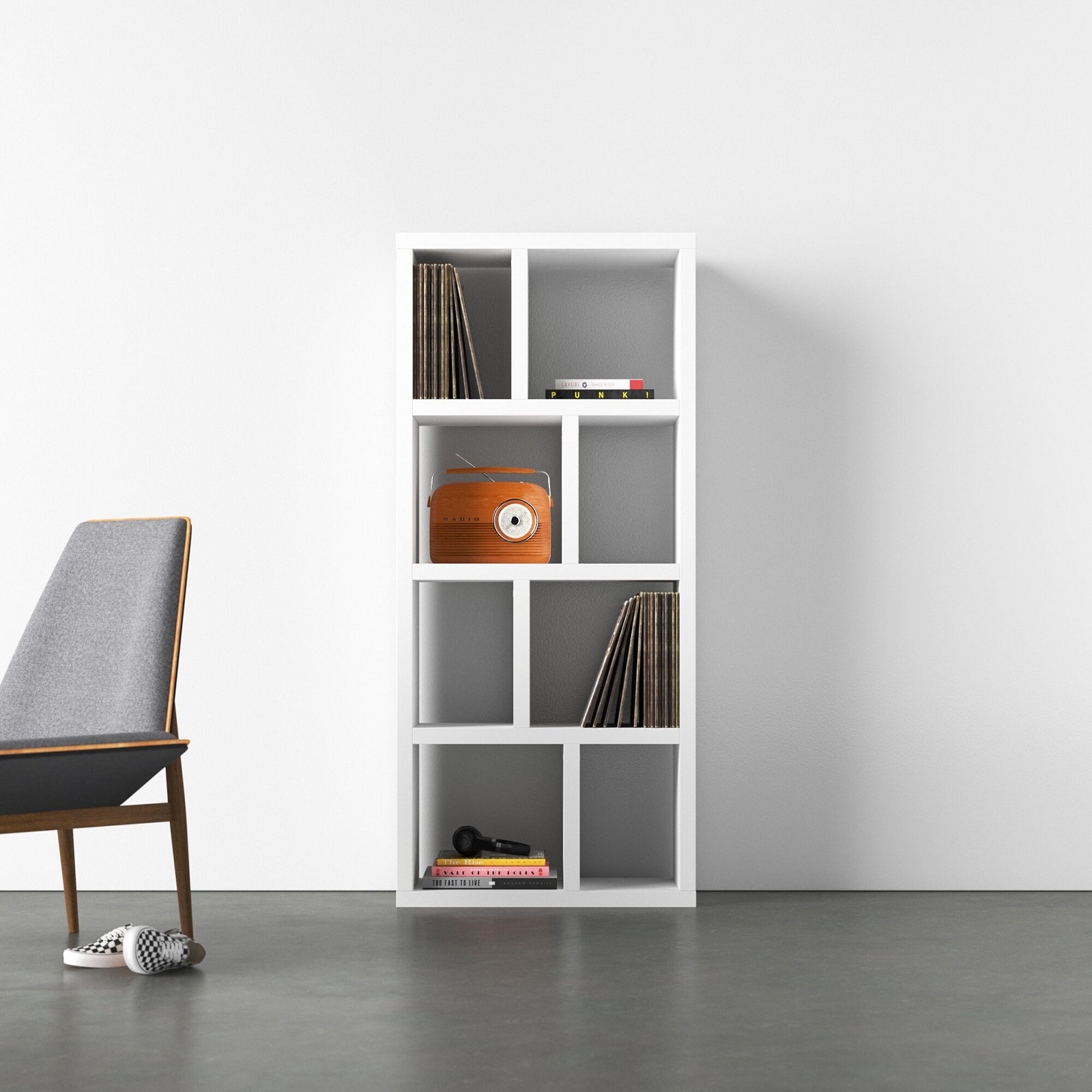 Stetson Bookcase, Pure White, (4 Shelves) 63" H x 28" W x 13" D