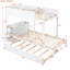 Lit simple superposé simple avec lit gigogne simple, rangement et bureau, blanc-501924129