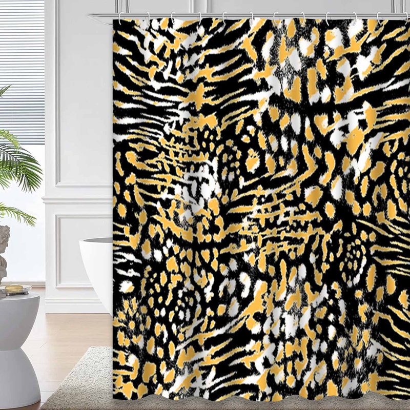 Rideau de douche avec 12 crochets Leopard, L 72 po x l 84 po