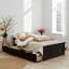 Structure de lit plateforme simple avec 2 tiroirs sous le lit équipés de roues, lit de rangement durable en bois massif et en bois aggloméré, assemblage requis-1030113403