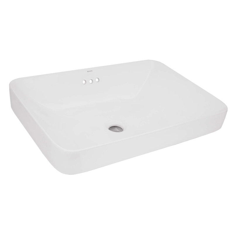 Ruvati 16.37'' Porcelain Ceramic Rectangular Bathroom Sink with Overflow