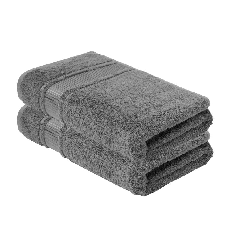 Ensemble de 2 serviettes de bain en coton turc, Gris argenté