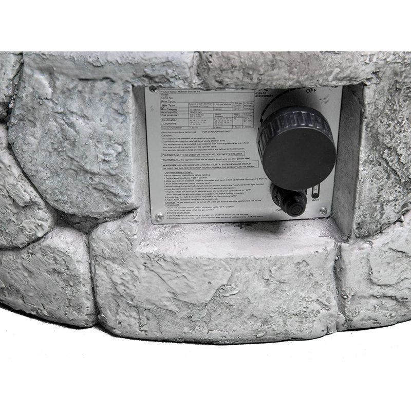 Lavish Garden & Patio Gas Fire Pit With Eco-Stone Finish, Grey