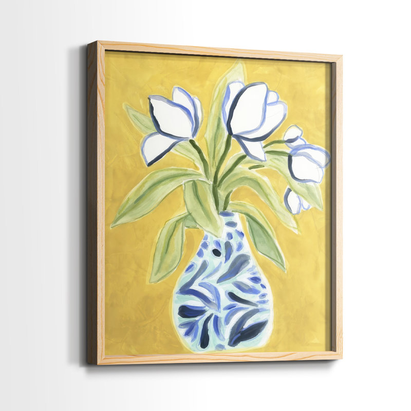 Vase de tulipes I - impression encadrée de qualité supérieure - prête à être accrochée - aucun clou requis - aucun clou requis