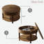 Table basse ronde moderne avec compartiment caché, tablette ouverte et pieds réglables-1321568312
