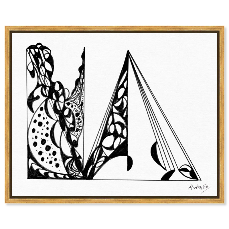 Manuel Roman - String Lyre And Musical Triangle Print by Oliver Gal, 31"H x 37"W, Gold Floater Frame