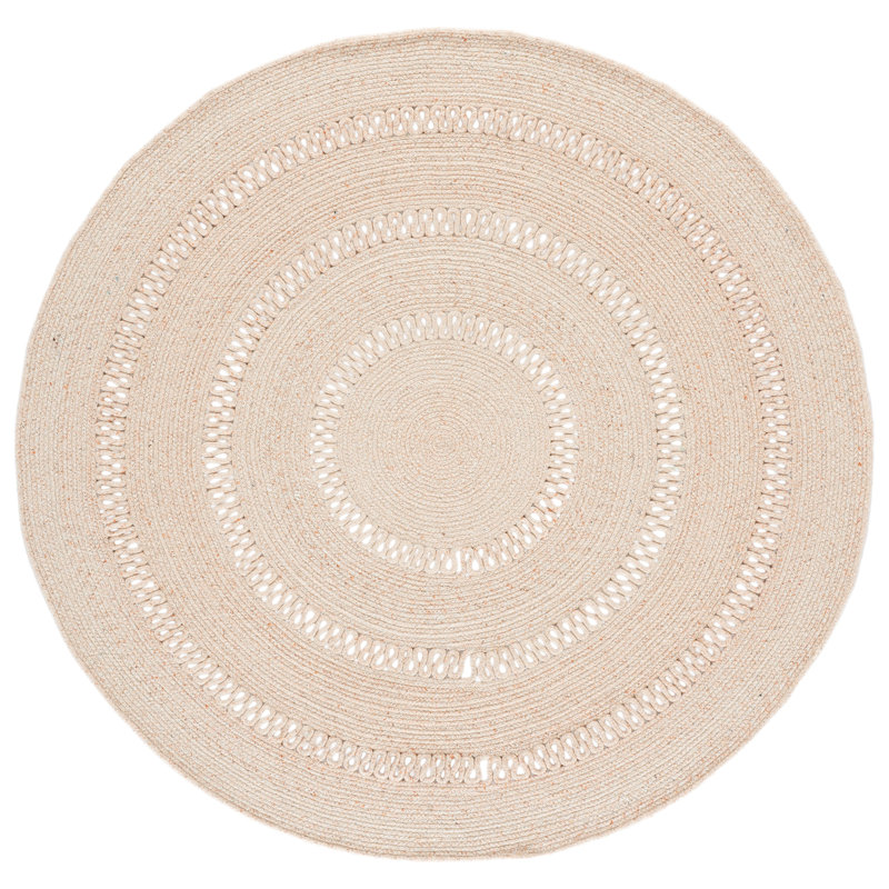 Braided Hand Woven No Pattern Indoor Rug, 5'-0" x 5'-0" Round