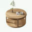 Table basse ronde en bois avec tablette inférieure