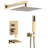 10Inch Shower, Rainfall System, Wall Mounted, Ceramic Disc, Balanced, Brushed Gold Surround Shower Head Design-121245088