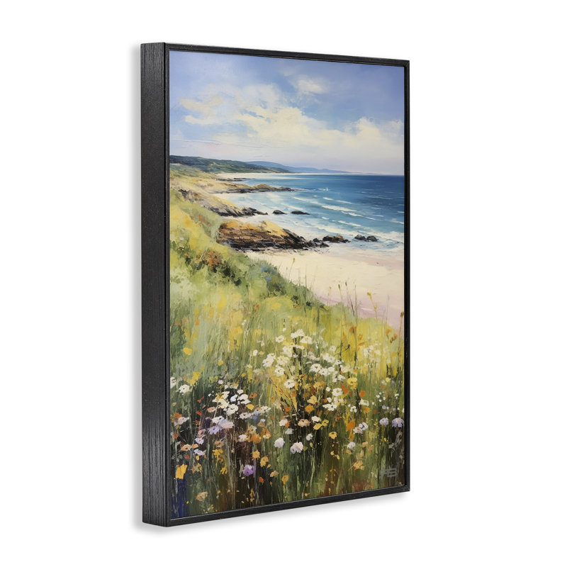 «Meadow Beside Beach», art de la giclée encadrée par Roozbeh Bahramali, Giclée encadrée noir minuit, H 24 po x l 16 po