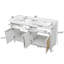 Meuble-lavabo de 60 po avec lavabo double, grand espace de rangement avec 2 plateaux rabattables / 4 tiroirs rabattables et 4 portes à fermeture douce, pieds en bois massif et métal argenté, blanc-687525674