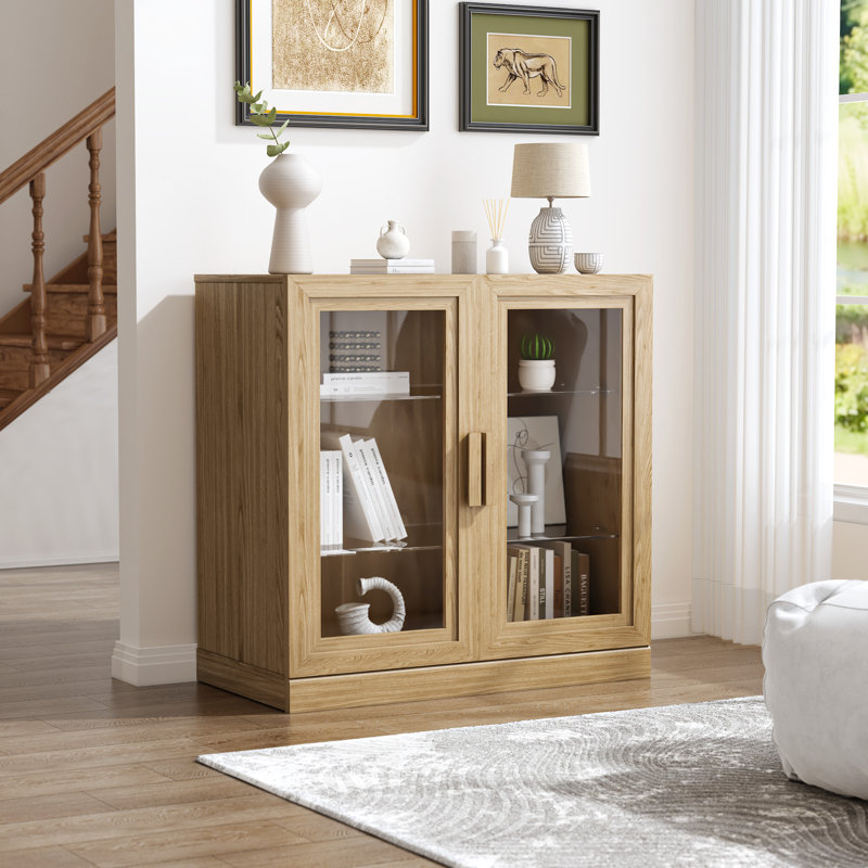 Campeaux Storage Cabinet, Natural Wood, 31" H x 31" W x 16“ D