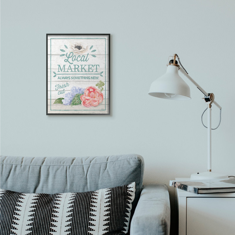 « local market fleurs rustique », impression, H 16 po x l 20 po x P 1,5 po, Giclée encadrée noir minuit