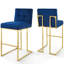 Ensemble de 2 tabourets de bar rembourrés en acier inoxydable Privy Gold-184149194-240881308-240901841