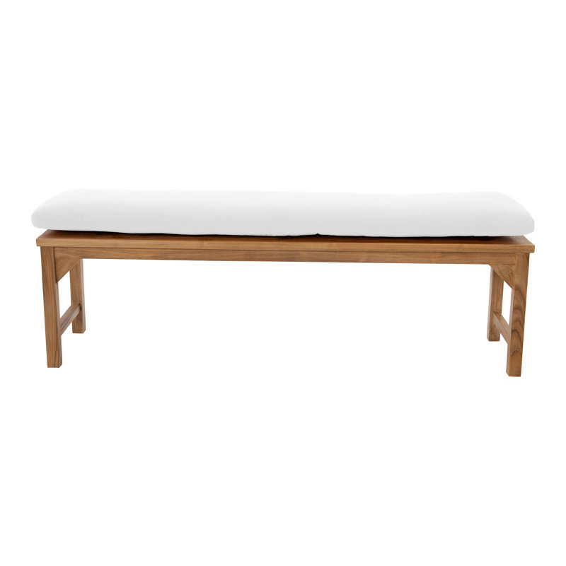 Banc de jardin en teck Velay, H 18 po x l 60 po x P 15,25 po, Blanc