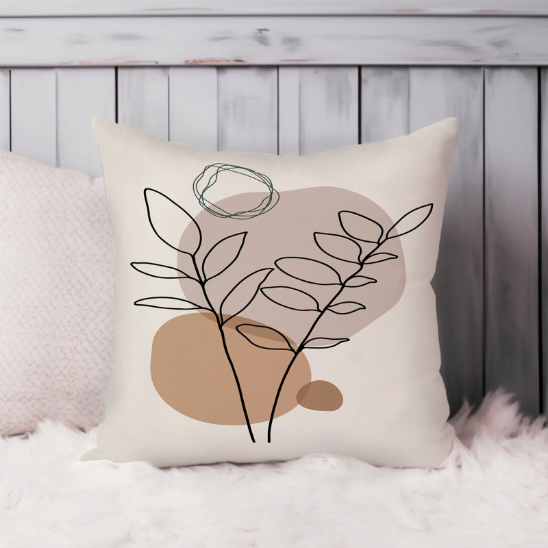 Botanical Two Leaves Bohemian Boho Leaf, 16" x 16"