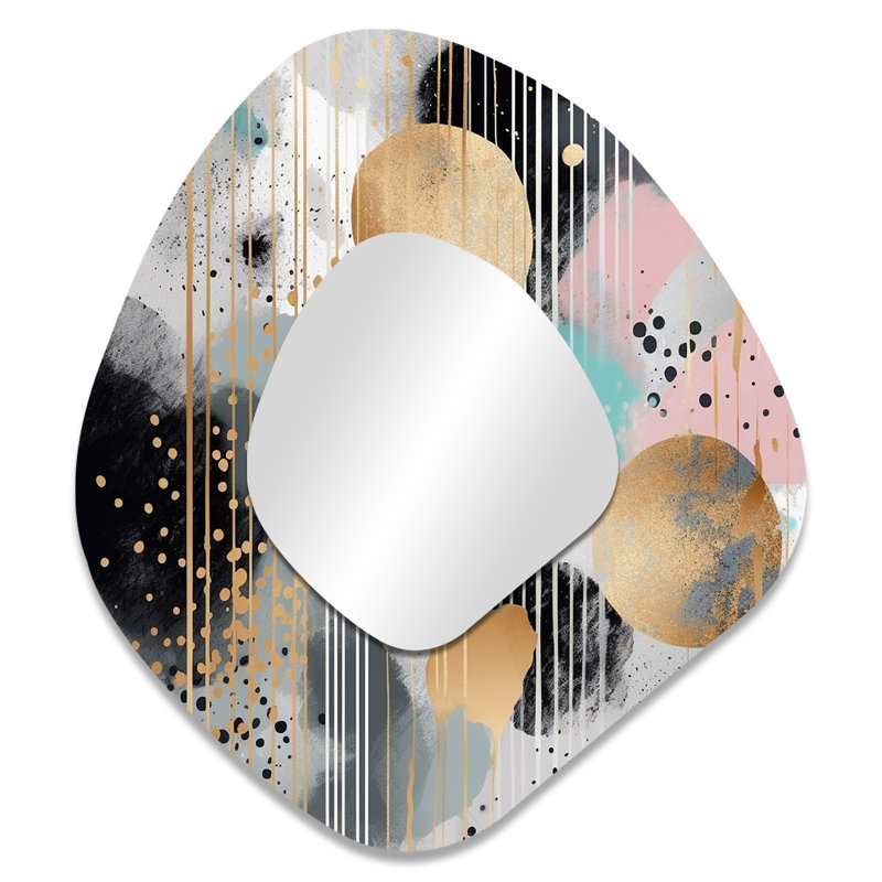 Miroir décoratif asymétrique Honody, rayures et pastels Honaker, 35 po x 31 po