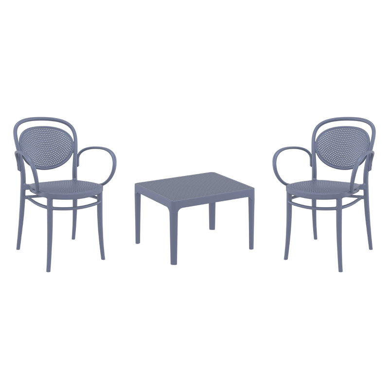 Farrah Marcel Armchair 2 Person Seating Set, Dark Gray