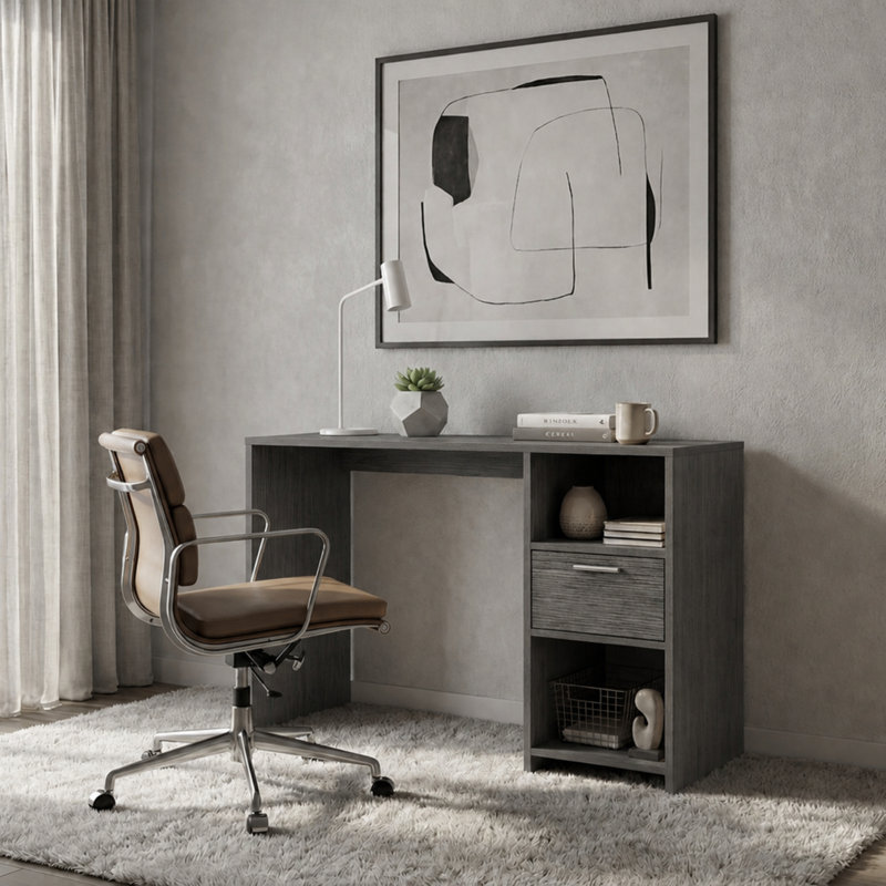 Arlington 43" Wide Computer Desk, Gray Oak