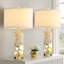 22,5? Lampes de table décoratives en pierre translucide avec veilleuse indépendante et deux ports de charge USB-A + C
