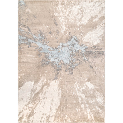 Dequita Contemporary Abstract Beige/Blue Area Rug