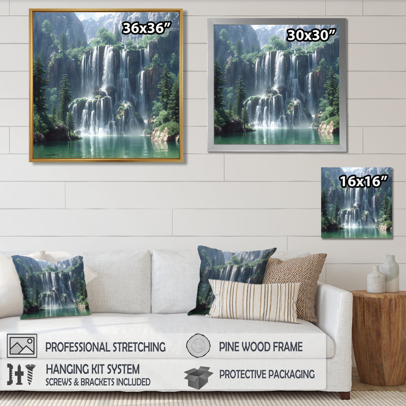 Claypoole - cascade, art mural, Toile tendue, H 16 po x l 16 po x P 1 po