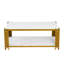 Table basse en marbre de 44,88 po, table de centre moderne en faux marbre blanc avec base en métal, table d'appoint rectangulaire luxueuse pour salon-459524917