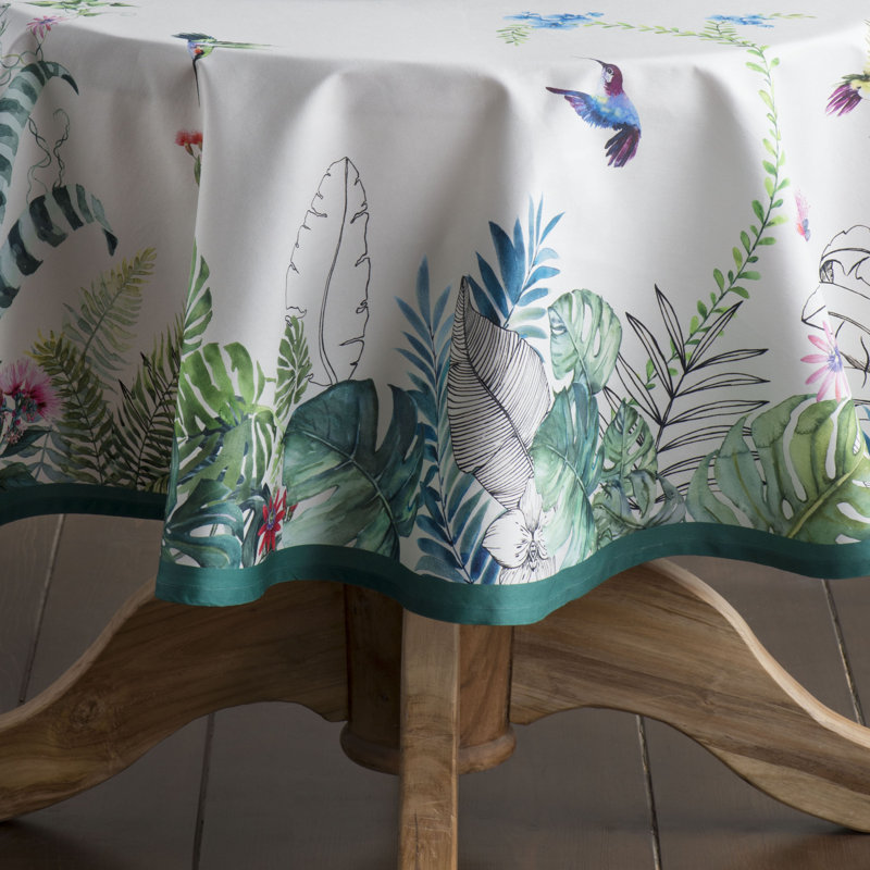 Floral 100% Cotton Round Tablecloth, 69" L x 69" W, Floral 1