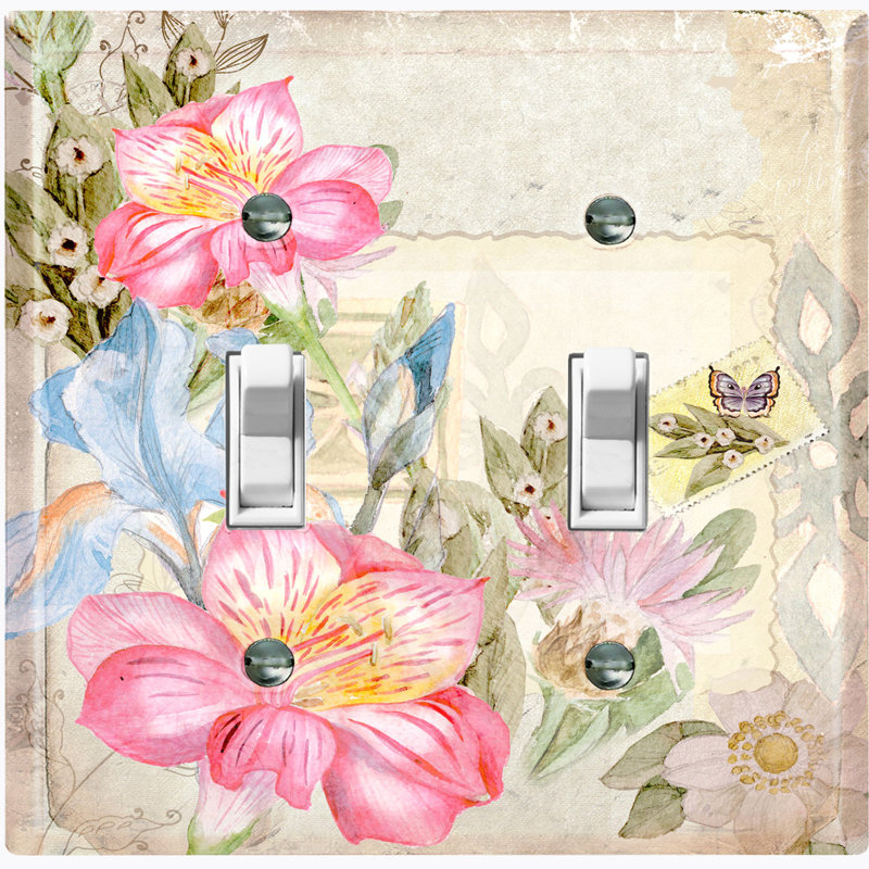 Plaque murale avec interrupteur à bascule fleurs et fleurs