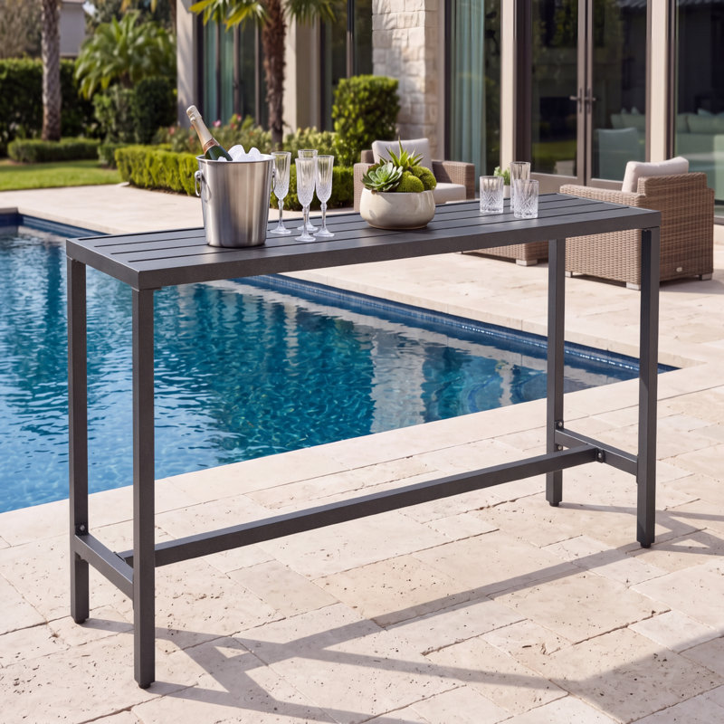 Counter Height 36.97'' Iron Bar Table, Gray, 15.6" W x 54.6" L