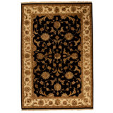 Hand Knotted Area Rug in Black And Ivory