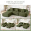 Canapé modulaire en forme de L de 113 pouces avec un design profond et un repose-pieds amovible, comprenant un canapé à trois places surdimensionné en velours.-748628823