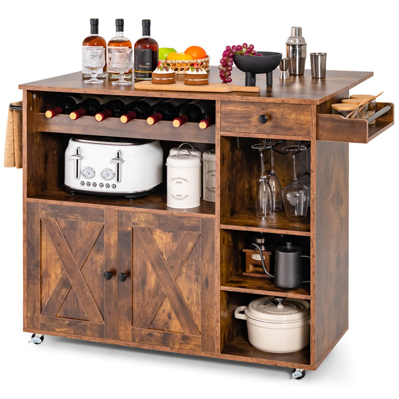 Chariot pour îlot de cuisine avec porte-bouteilles Gracie Oaks