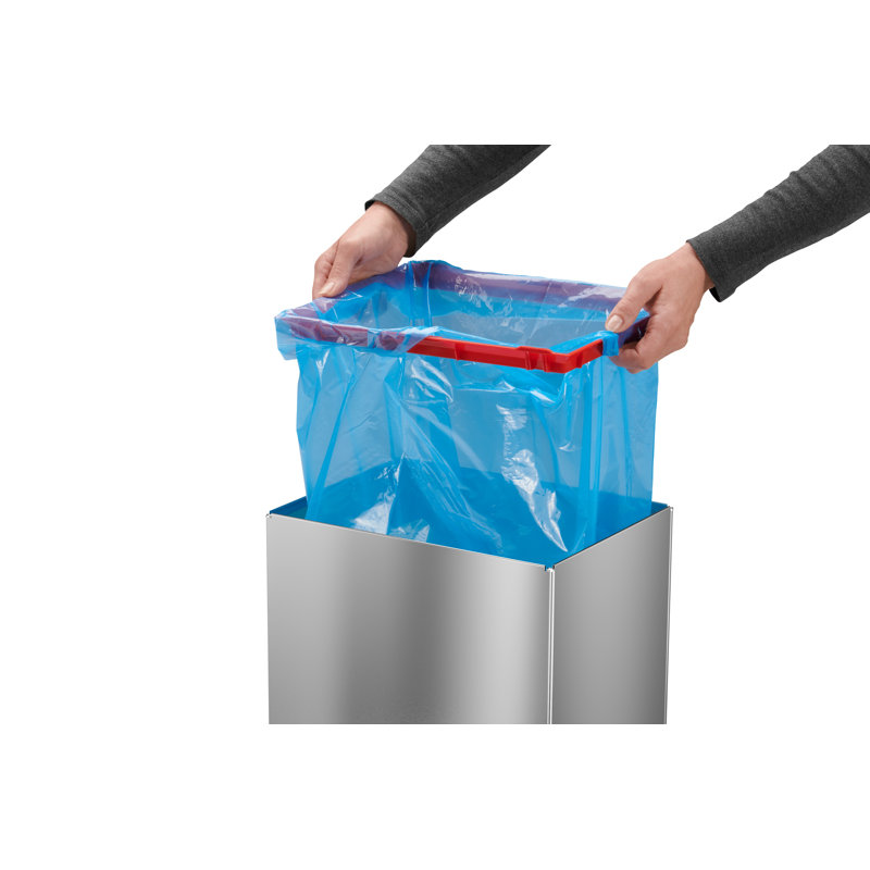Swing Top Rubbish Bin, 52 L., Black/stainless steel