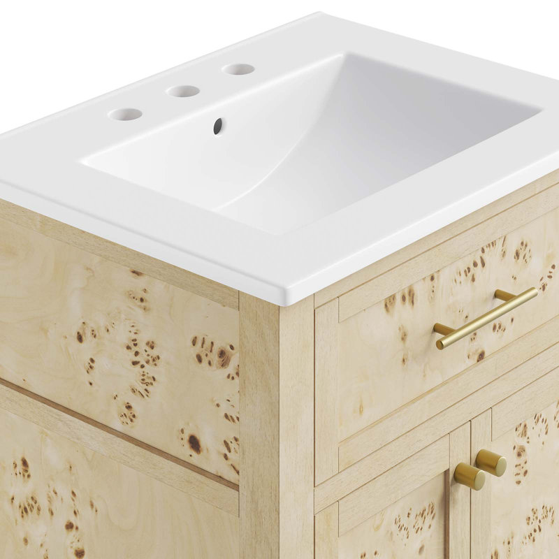 Modway Elysian Single Bathroom Vanity with Top, Burl, White